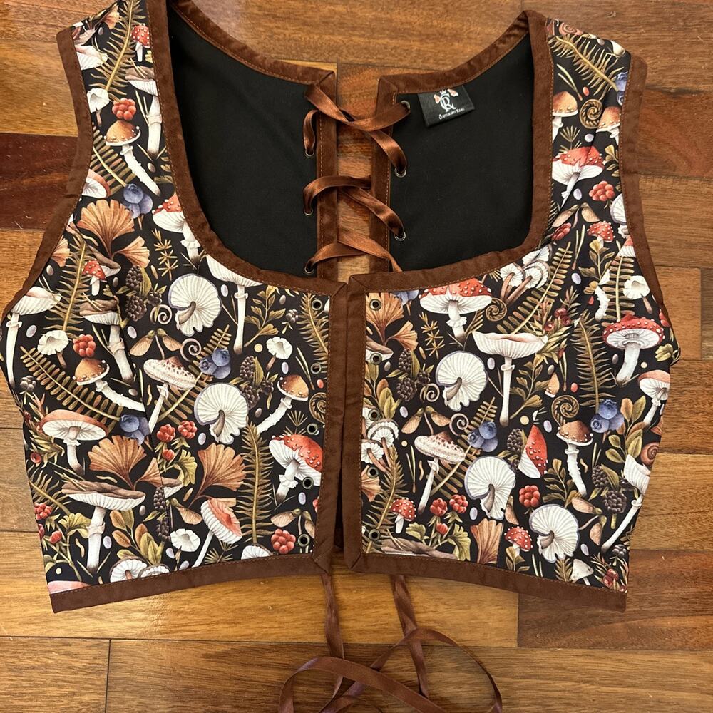 Costurero Real Corset Size XL/2XL Mushroom Vest Ren Fair Cosplay Bustier Cottage